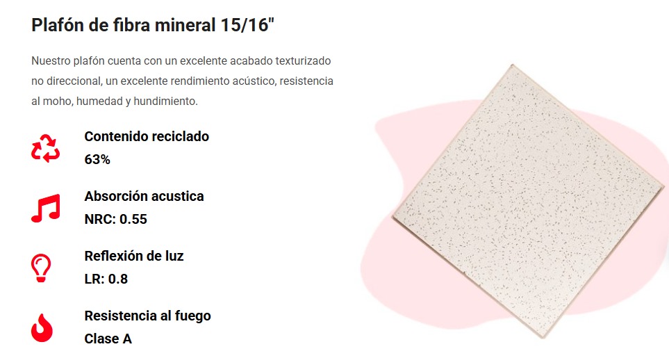 Plafón Acústico AGC WESTON 61x61 cm - Fibra Mineral